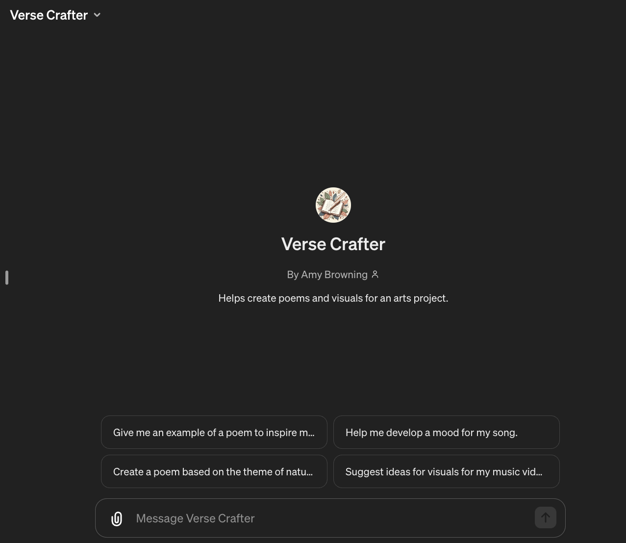 screenshot of custom GPT